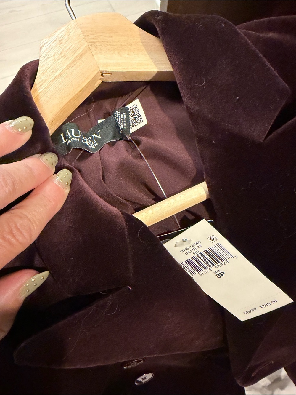 Lauren Ralph Lauren Velvet Blazer in Deep Plum